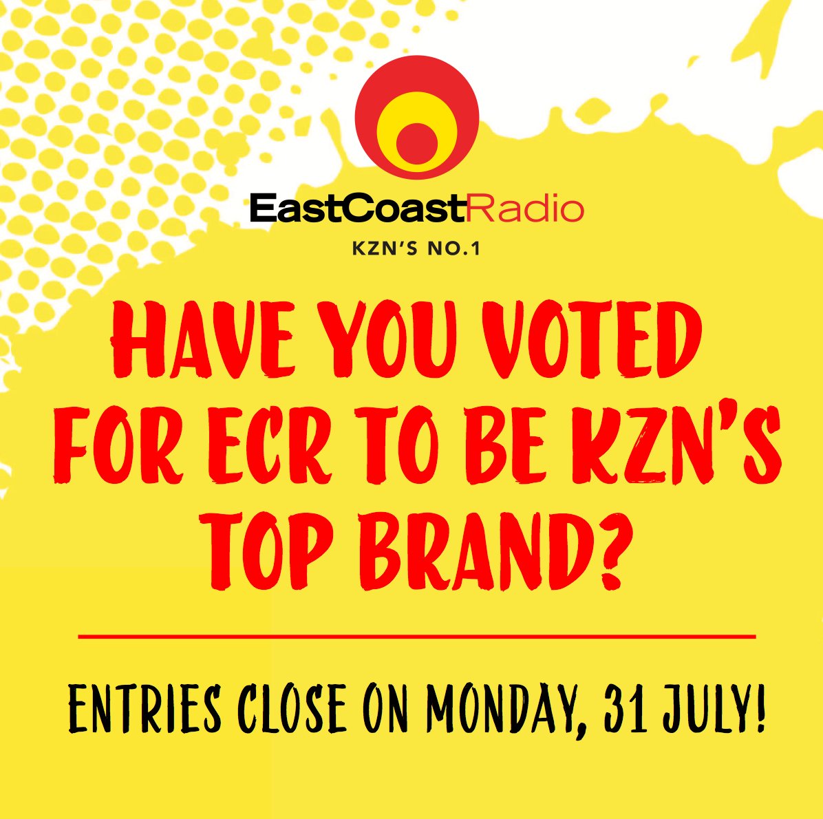 ecr9495's tweet photo. You have until 31 July, 12 noon to cast your vote for ECR to be #KZN's Top Brand: https://t.co/n80PBLs5f5 #VoteECR @ECR_Newswatch https://t.co/RFEoVM4iqy