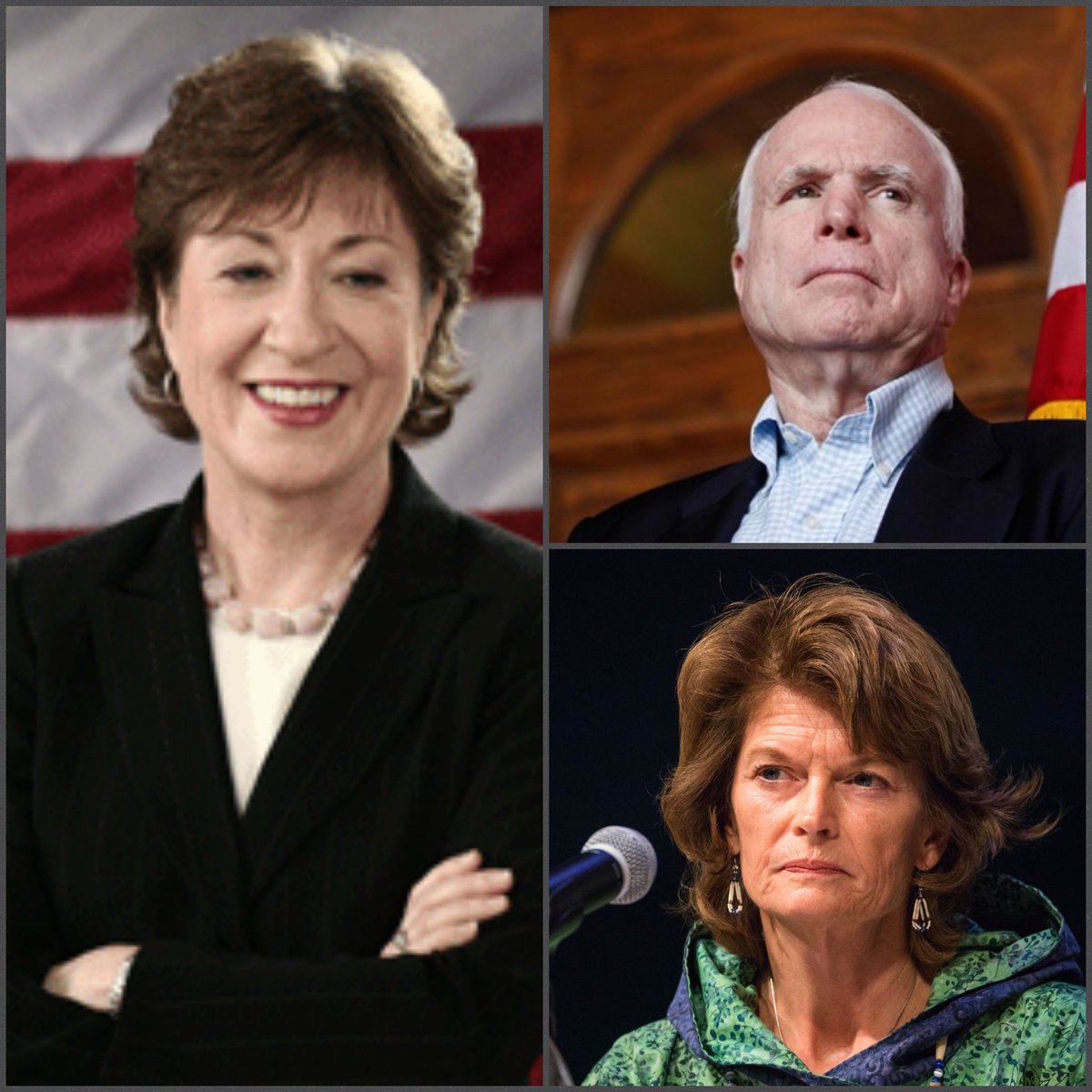 RETWEET A THANK YOU TO THE 3 REPUBLICANS WHO VOTED AGAINST #SkinnyRepeal OF OBAMACARE

Sens. John McCain, Lisa Murkowski and Susan Collins