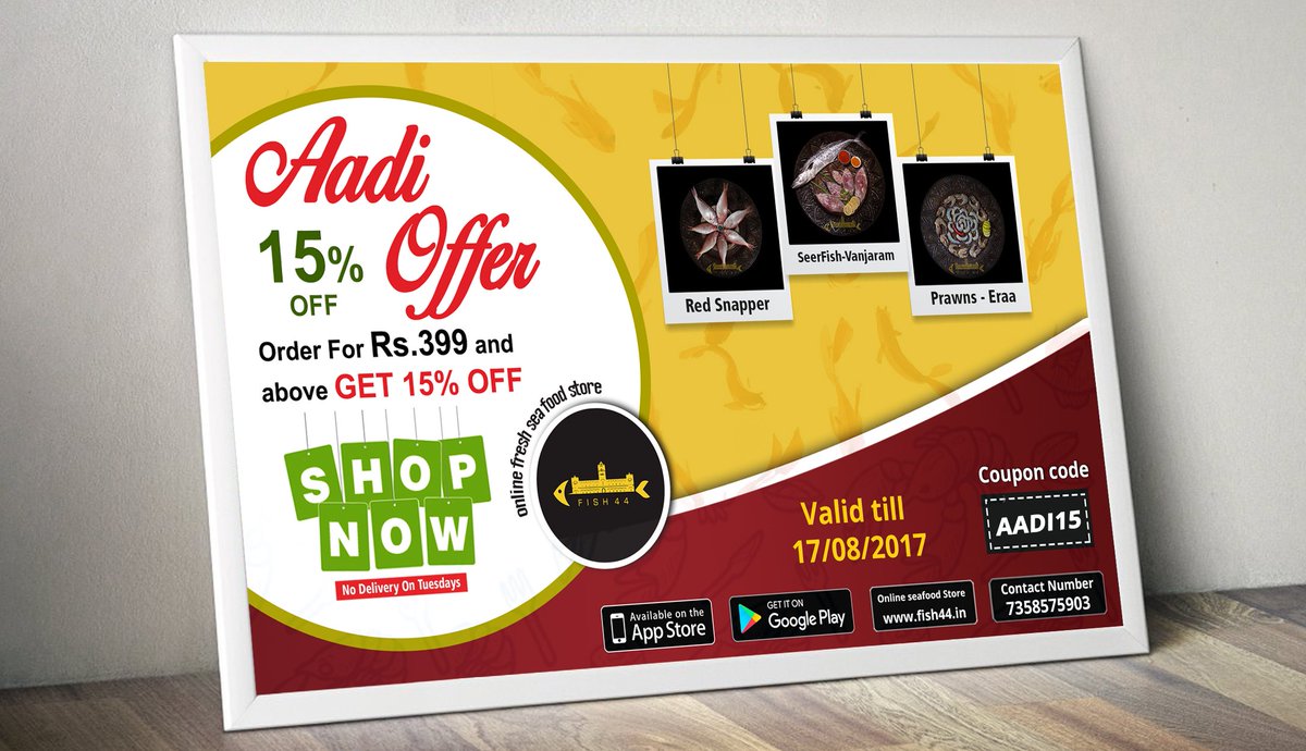 fish44chennai's tweet photo. Aadi Offer! Order for Rs.399 &amp; above get 15% Off.
Call: 07358575903 or visit us: https://t.co/avKkBm525C 
#OnlineSeafood #Offers #AadiOffer https://t.co/WfSeUmGf5U