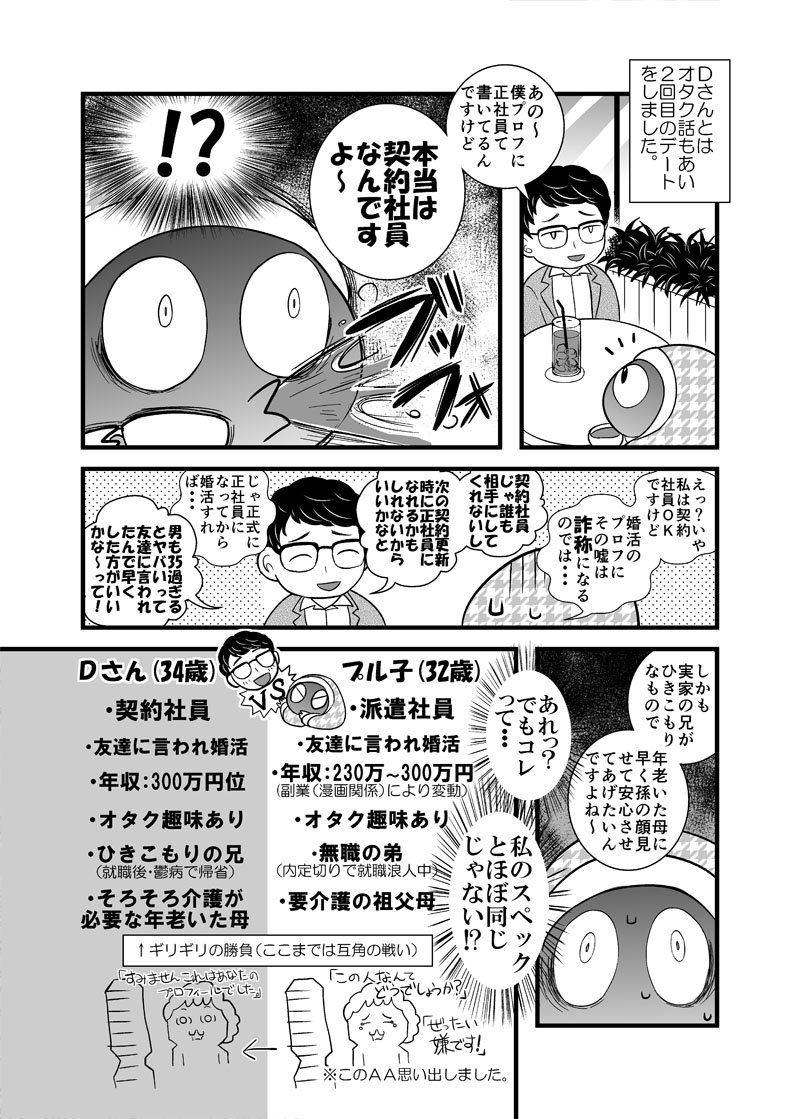 【漫画更新】-アラサー追っかけ女が婚活を始めたらいつの間にか結婚してた話⑤-　自分と同スペックな婚活男子とギリギリの勝負（デート）した時のお話 