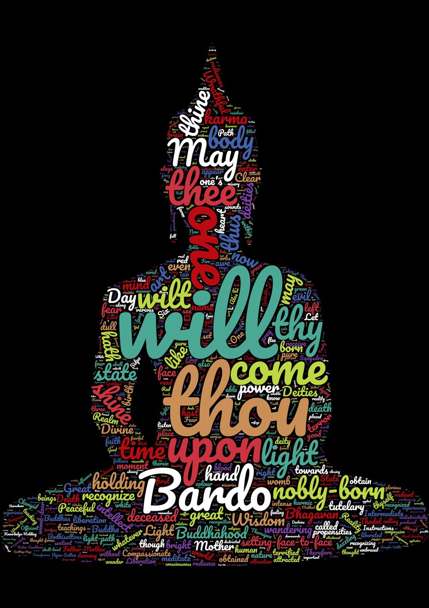 embedded_iot's tweet photo. Idea for a #bookcloud tshirt formed from the words in the Tibetan Book of the Dead #Buddhism https://t.co/eaDPPyxAtb