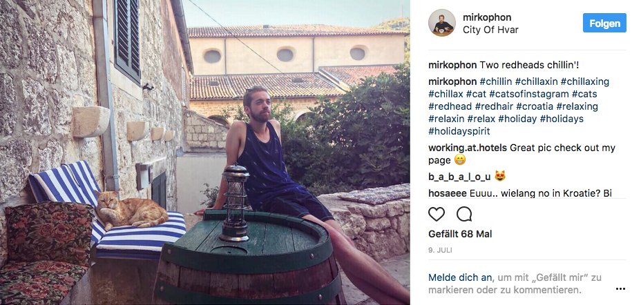 sommerprogramm's tweet image. Finale #CCC (Croatian Chillaxing Championship): @Mirkowelle mit seinem Endgegner, dem Resident Büsi. Don't let the hair harmony fool you!