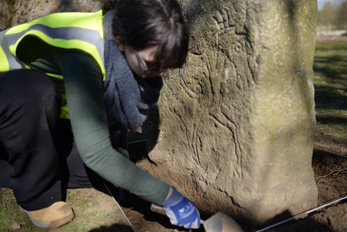 SpectrumDH's tweet image. On the #dayofarch, we look back to March, when we excavated these #pictishstones. We're now working on their #conservation! #inverurie