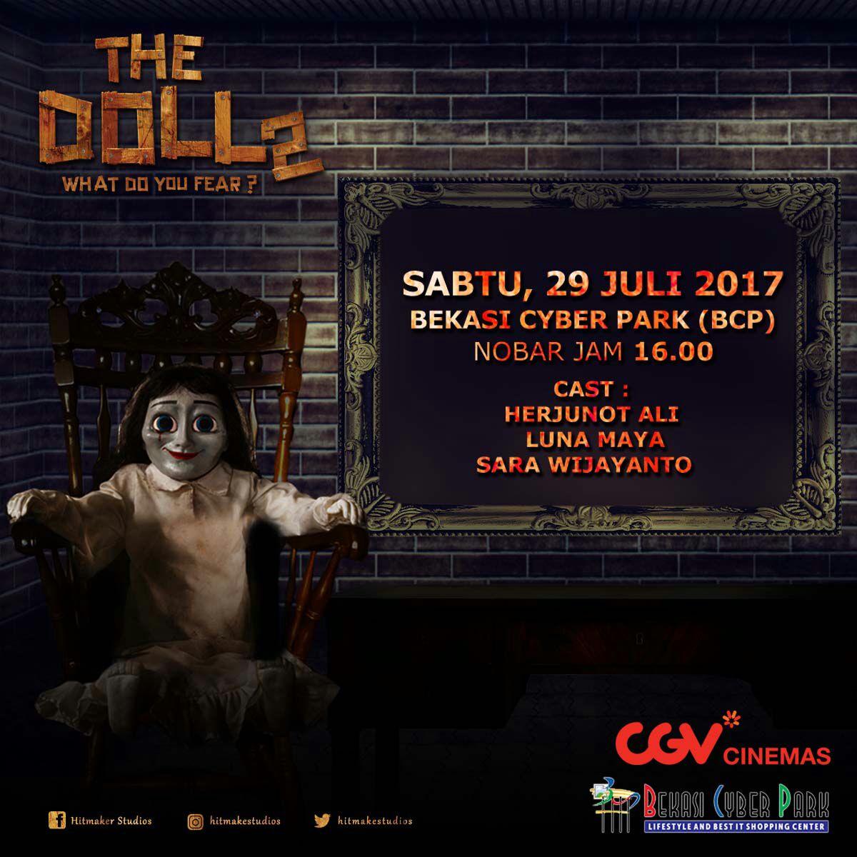 HitMakeStudios's tweet photo. Besok, di @CGV_ID Bekasi Cyber Park akan ada @LunaMaya26 @Herjuno7Ali dan @SaraWijayanto
Sampai ketemu besok ya 👻 https://t.co/Gti7UDVDcf