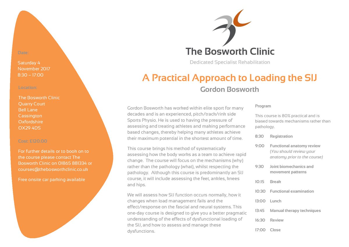 bosworthclinic's tweet photo. We are hosting 2 courses run by Gordon Bosworth. For more info or to book please call 01865881334 or email courses@thebosworthclinic.co.uk https://t.co/5TVmRjm4Q3