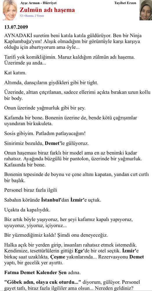 alqudsishome's tweet photo. "Zulmün adı haşema" diye bir köşe yazısı yazan Ayşe Arman "Kıyafetime karışma" diye twit atıyor. 

Samimiyetsizlikten gebereceksin be. https://t.co/vSpo9oF36O
