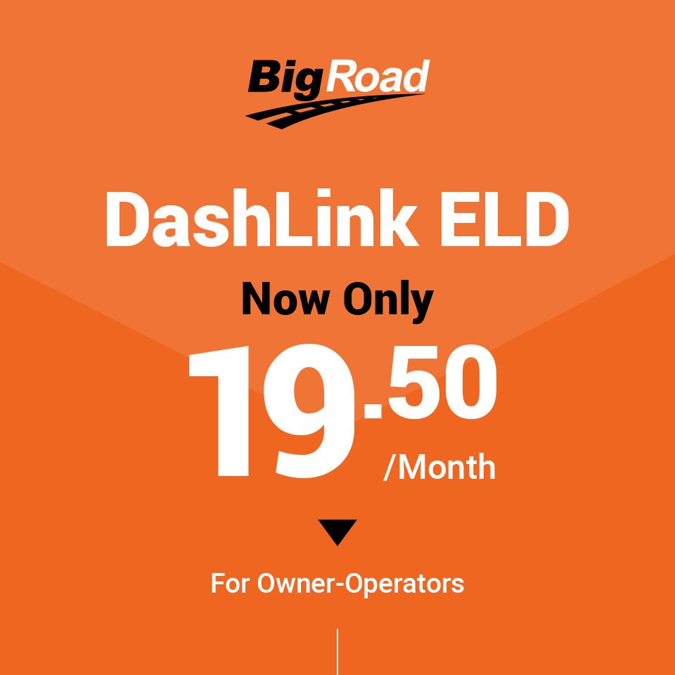 bigroadinc's tweet photo. Why pay for features you don't need in your #ELD solution? Now Owner-Operators don't have to! Our #DashLink is only $19.50/month for OOs https://t.co/97EwCOQbyt