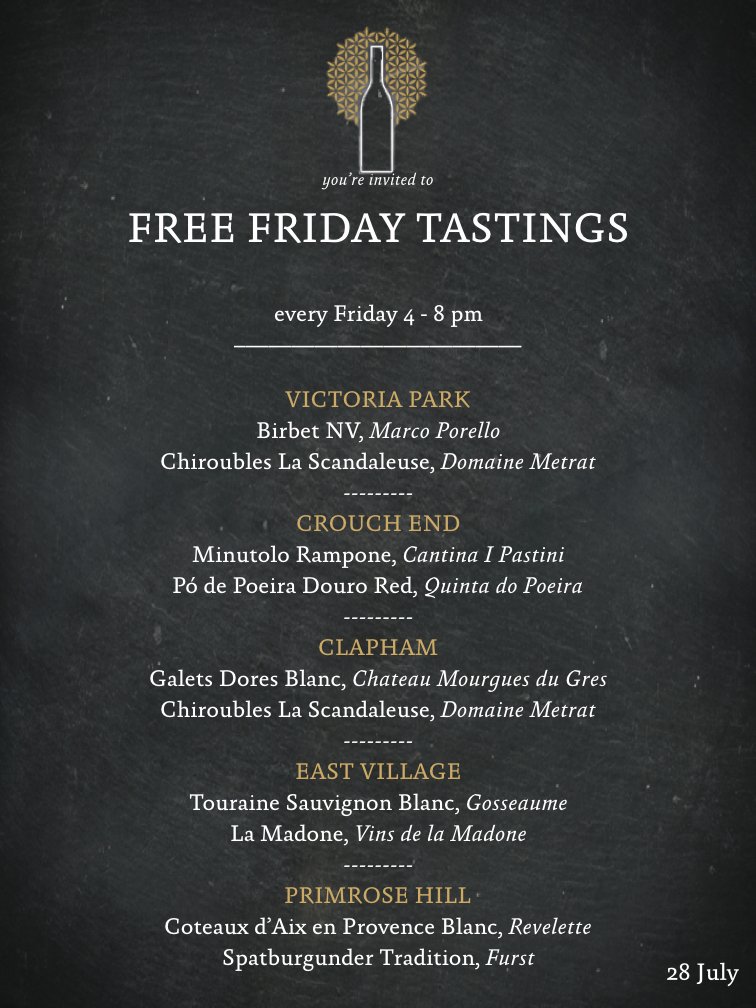 bottleapostle's tweet photo. Friday! YES! Drop in tonight for our #FreeTastingFriday from 4pm 
All Shops #PrimroseHill #Clapham #VictoriaPark #EastVillage #CrouchEnd https://t.co/IvSifTVcAj