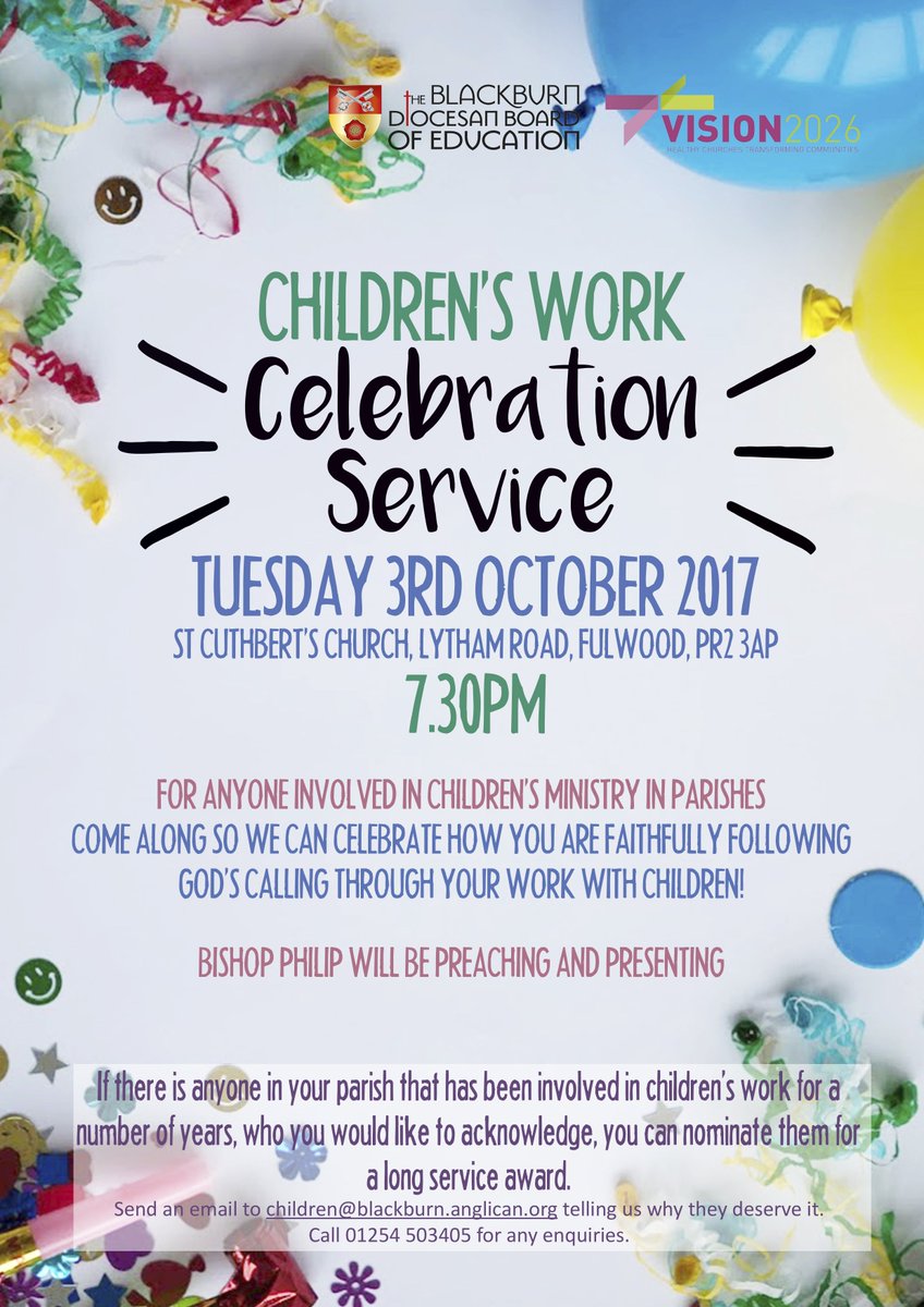 BDBofE's tweet photo. A celebration service 3rd Oct for all who are involved in Children's Ministry in parishes, let's celebrate your amazing work! @cofelancs https://t.co/FlzjCrSn5H