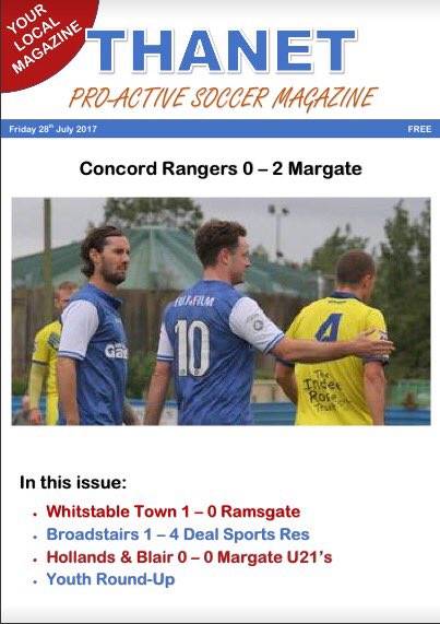 ProActiveSoccer's tweet photo. Here is our weekly Thanet newsletter magazine. 

Click on the link to view: https://t.co/haRKqSFw8K @margate_fc @ramsgatefc @Broadstairs_FC https://t.co/GcNw5M4duu