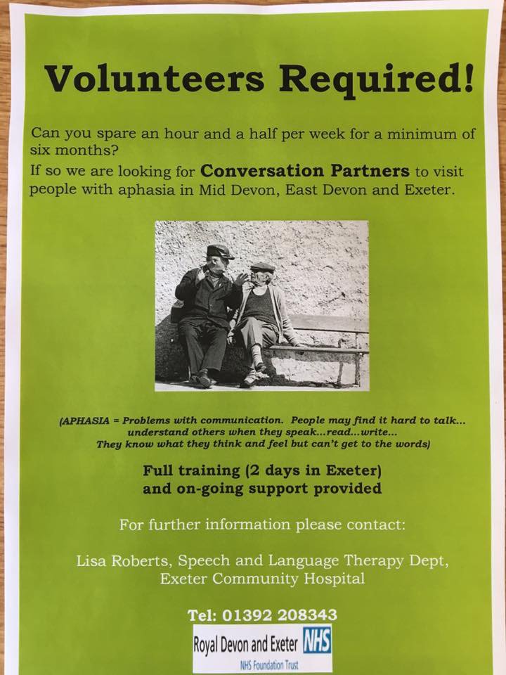 RDE_SLT's tweet photo. Fab volunteering opportunity to empower &amp; support people to have meaningful conversation @RDEhospitals #aphasia #supportedconversation 👄✍️😀 https://t.co/FN5Z41htYf