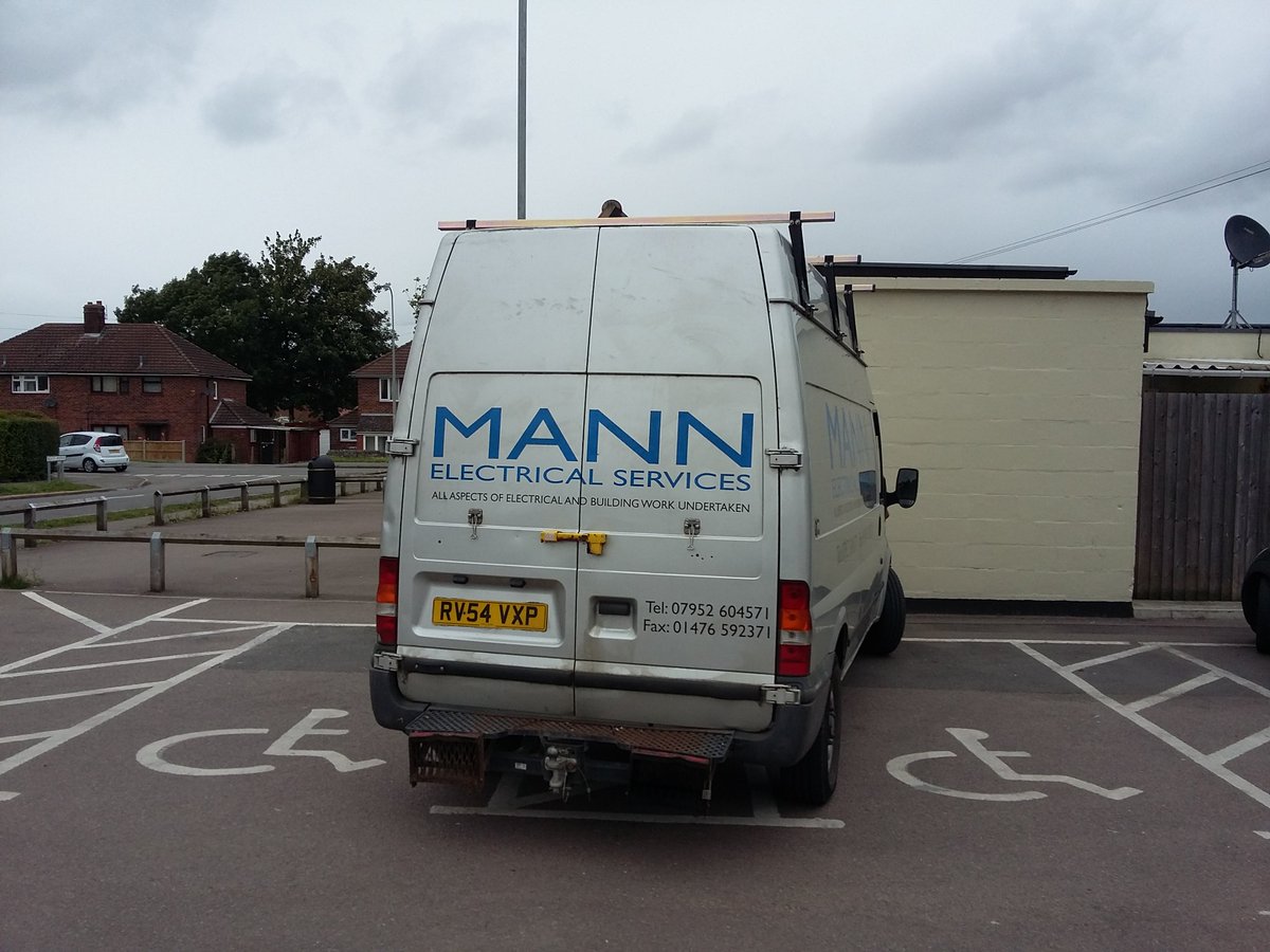 Dwyertd's tweet photo. I just saw this at our local Tesco Express. The van took up two disabled parking bays and there was plenty of room in the car park.#pwplc https://t.co/dTTVIbjLEi