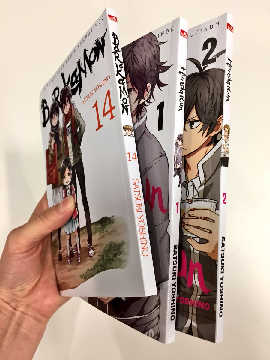 ট ইট র ヨシノサツキ公式 今日はインドネシア版のばらかもん14巻とはんだくん1 2巻のサンプルが届きました 日本と紙が違うので すごく 薄い本 こちらも巻末の記事まで翻訳してくださってます ありがとうございます 日本ではばらかもん最新15巻が絶賛発売