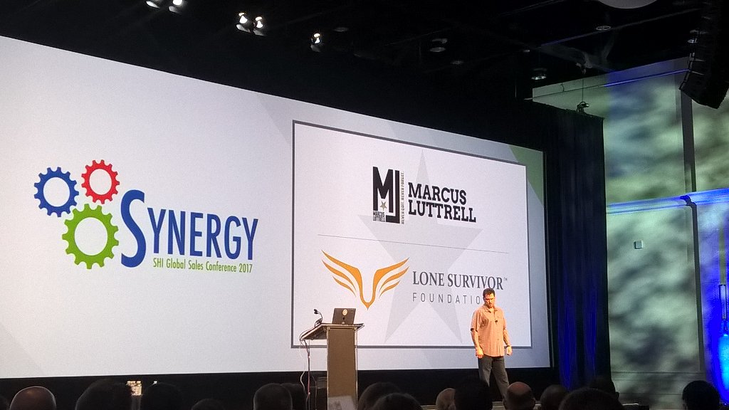 EdMackSHI's tweet photo. Enjoying listening to Navy Seal and "Lone Survivor" author @MarcusLuttrell at #SHIGSC https://t.co/O7auvcaqIY
