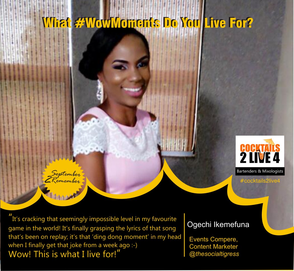 Cocktails2Live4's tweet photo. @ogechiikemefuna has a couple of revelations of hers. Get the full pic on our IG page @cocktails2live4 #wowMoments #ThisIsWhatILive4 https://t.co/eYaCD3BNJf