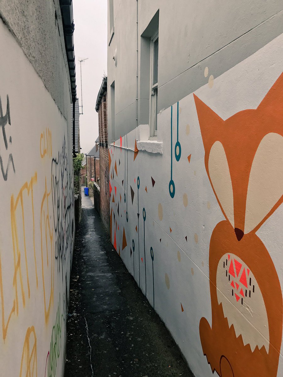 HallamshireHaus's tweet photo. Despite the rain 🌦
@ZoeGendersArt has been making more additions to ah'Ginnel!
#followtheprogress #streetartsheffield #sheffield https://t.co/1cnqgK4l2W