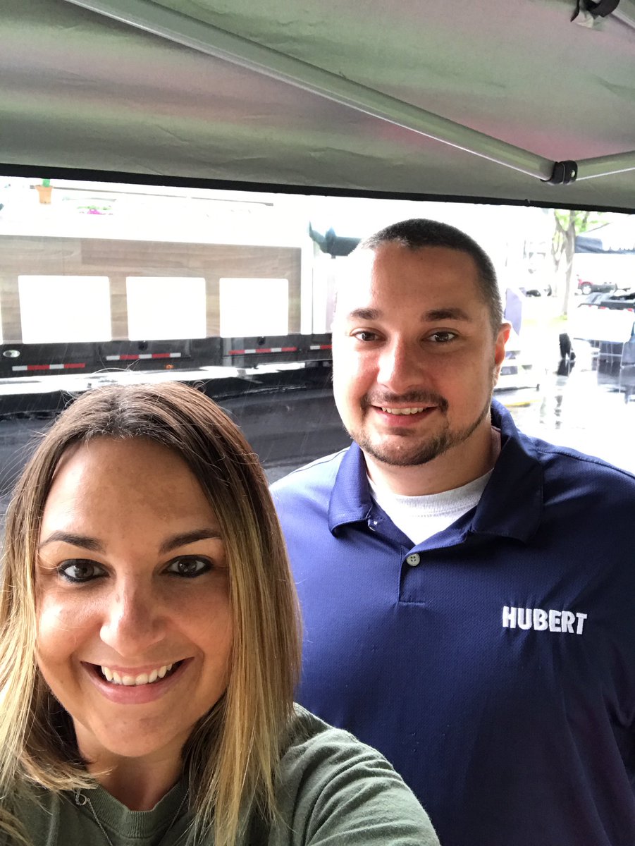 ChessiRoddy's tweet photo. Working in the rain but we are still #happyathubert https://t.co/K4XeyllCJA