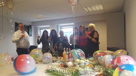 StratecGeo's tweet photo. Farewell bubbles and nibbles to Giorgia - we will all miss you! Wishing you all the very best in your new exciting adventures. #swiftec https://t.co/THcp5B9F7E