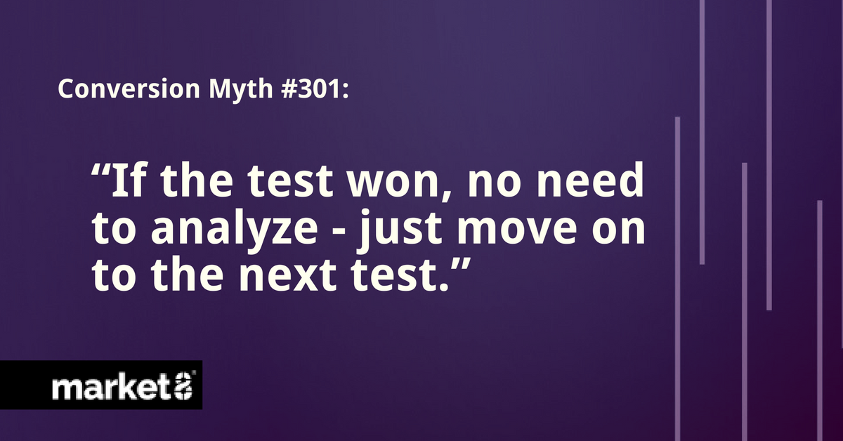 Market_8's tweet image. Analyze, analyze, analyze. Part of #GrowthOptimization is knowing why a test won or lost. bit.ly/2tJZw4N