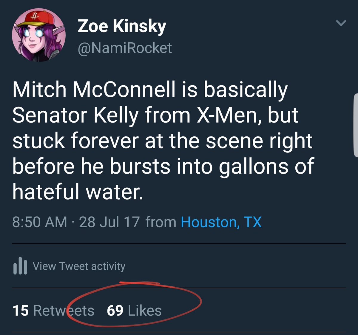 Zoe Kinsky On Twitter Mitch Mcconnell Is Basically Senator Kelly From X Men But Stuck Forever At The Scene Right Before He Bursts Into Gallons Of Hateful Water