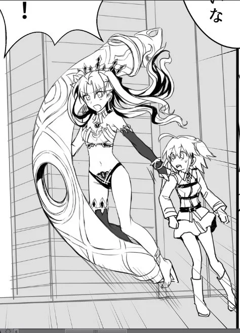 めっちゃ小さいコマ、すごい描き込んじゃった…。本だとつぶれちゃうのでここに。 新刊FGO本 ぐだ子×マシュ本 より 