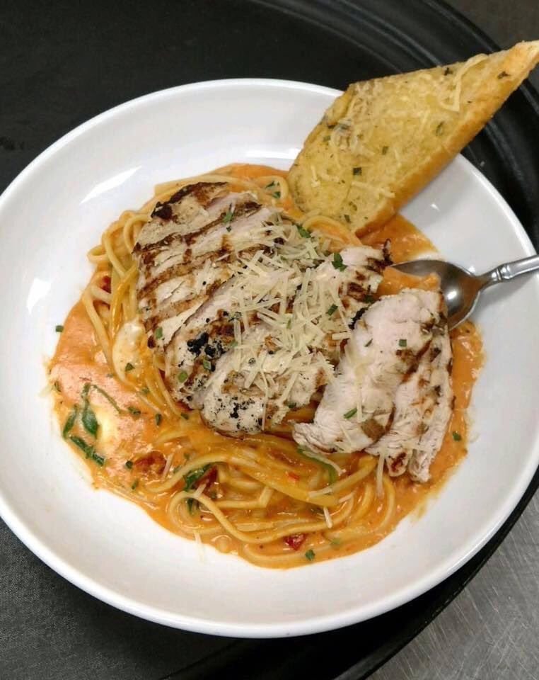 Friday night dinner special Sun-Dried Tomato Chicken Linguini!