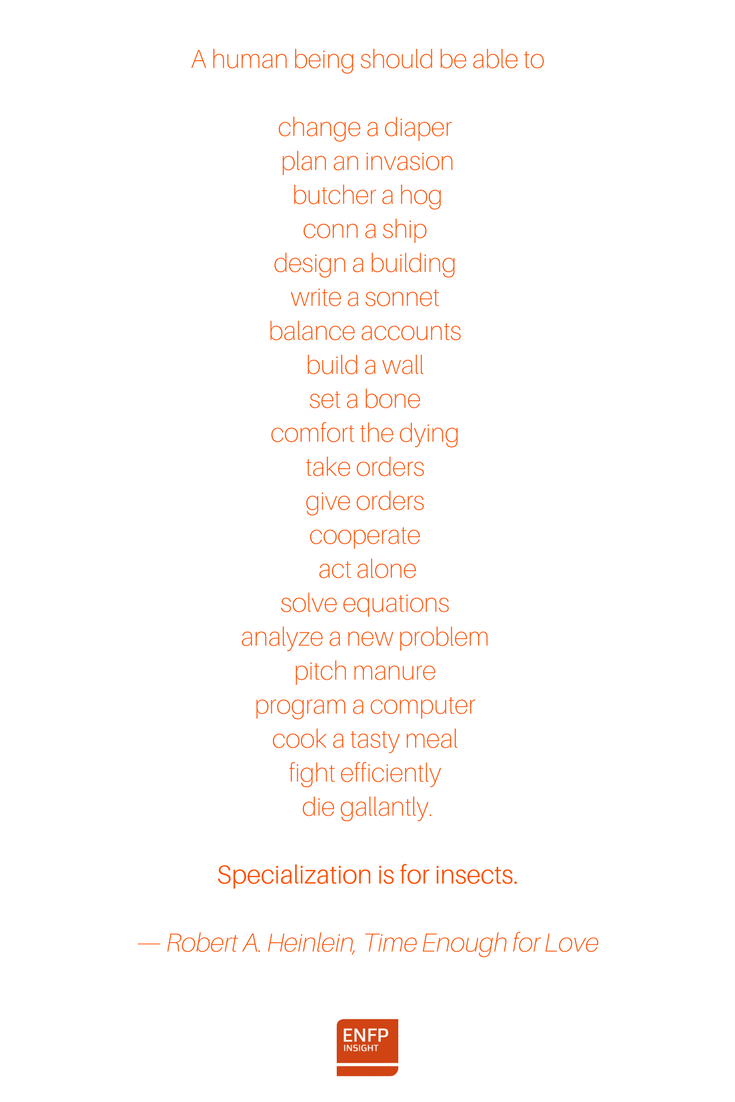 ENFPInsight's tweet photo. Trying 12 different things today.
Just like every other day.
#ENFP #multipotentiality #specializationisforinsects https://t.co/M8tFIUgUlL