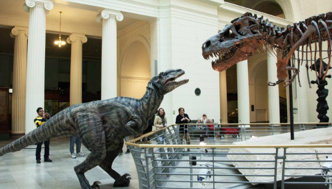 Q101Chicago's tweet photo. The Blackstone is hosting a free dino-themed dance party for Lollapalooza, complete with a velociraptor 🦖💃🕺

https://t.co/ZAYhZnGRt6 https://t.co/HzSXDyHL41