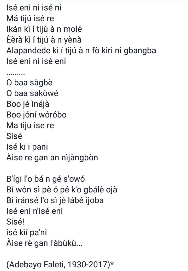 Waziri Adio A Masterpiece On Dignity Of Labour By Baba Baba Abebayo Faleti