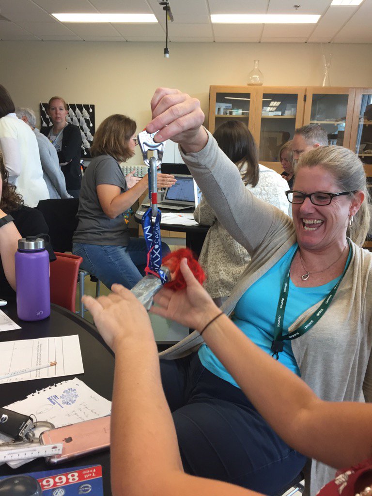 BethDore's tweet photo. Barbie Zipline #TMC17 #classroomchef https://t.co/wgSQMoe9y3