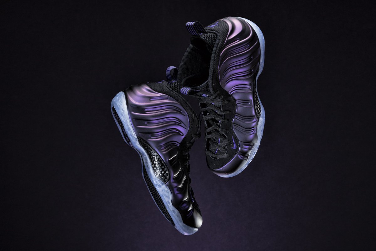 The "Eggplant" Nike Foamposite will be available first come, first serve at Concepts locations tomorrow.
