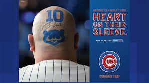 SteveBishopV100's tweet photo. @bradhowe07 Fan gets a tattoo of the @Cubs World Series championship ring inked on the top of his head, plus @RonSanto_10's signature. https://t.co/EbsGJKyo4z