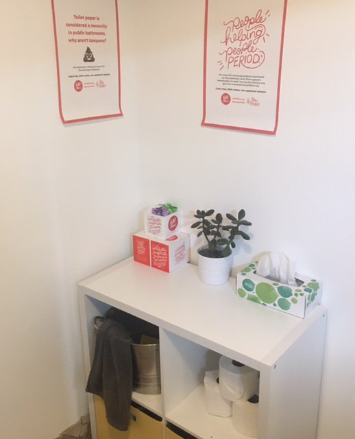 CreativeAffect's tweet image. Our office bathroom is officially Aunt Flow Certified! If toilet paper is free in public restrooms, shouldn't feminine hygiene products?