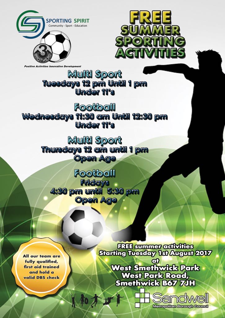 Free summer sporting activities for young people starting from Tuesday (1 August) at West Smethwick Park.