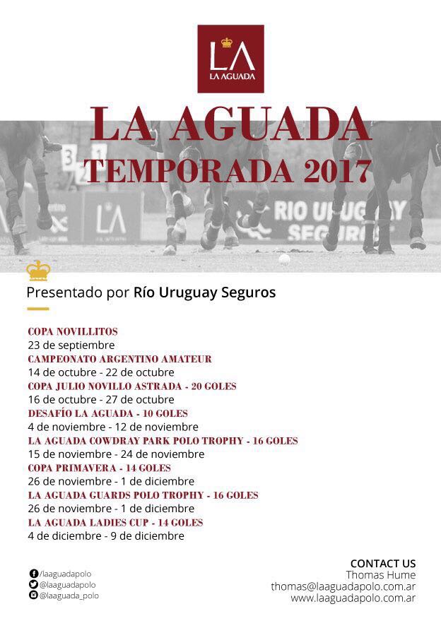 asocdepolo's tweet photo. Temporada de Primavera 2017 de @LaAguadaPolo ! Informes e inscripción: @THumePolo https://t.co/csq2nwdWRK