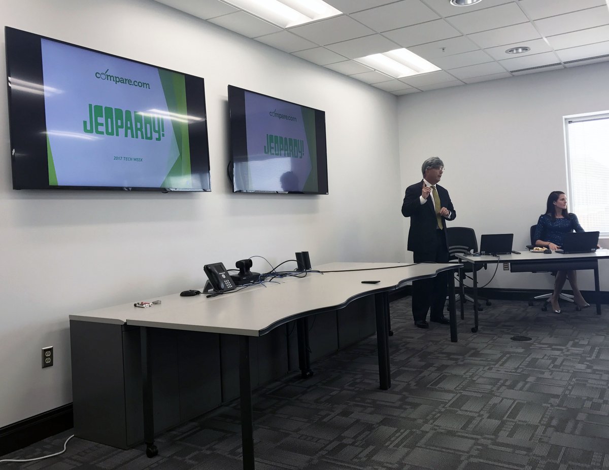 compare_com's tweet photo. Our #TechWeekInRVA #Jeopardy was a hit, and even included a lookalike Alex Trebek! https://t.co/K0SKXOCO76