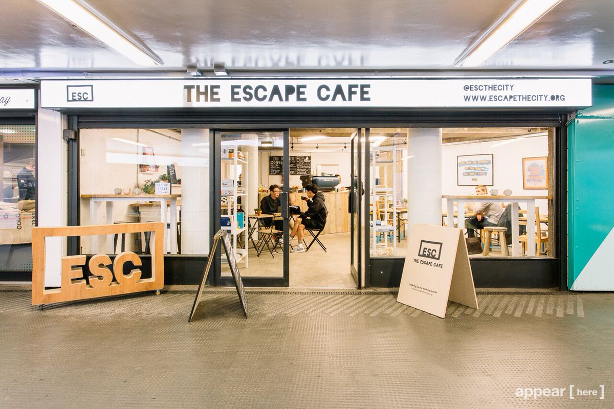 escthecity's tweet photo. Big shout out to Natalie & everyone who worked at the popup #EscapeCafe over the last 3 months - you woke-up the working world & a lot more https://t.co/Gt5FPvPWpm