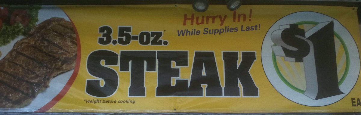 JoshuaLMcMillan's tweet photo. Craving a steak, but don't want to pay a lot? Just go to your local @DollarTree. #YoureWelcome #QuestionableChoice https://t.co/RsvFxEbMpo
