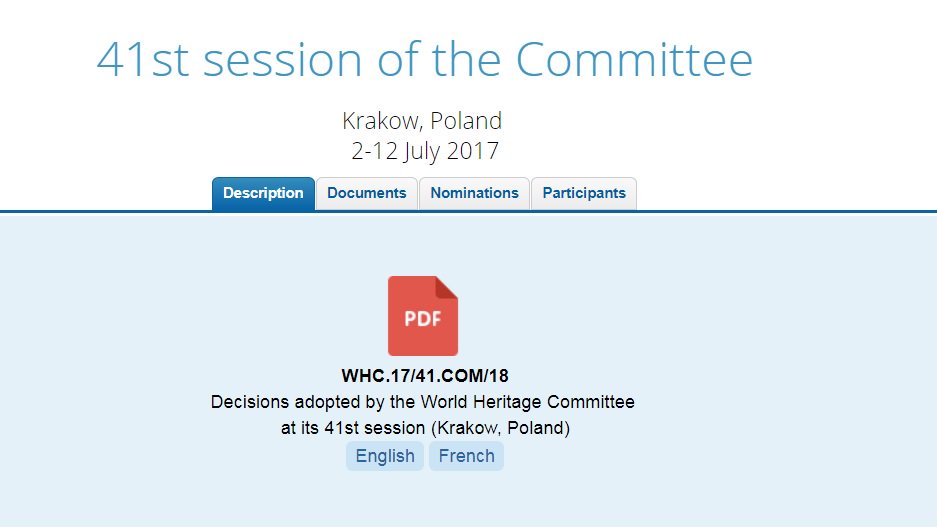 Fdouvere's tweet photo. NOW ONLINE: Decisions adopted by the #WorldHeritage Committee at its 41st session (Krakow, Poland). #41COM #41WHC 
https://t.co/T6PLfYU8sW https://t.co/6CVdjkxzep