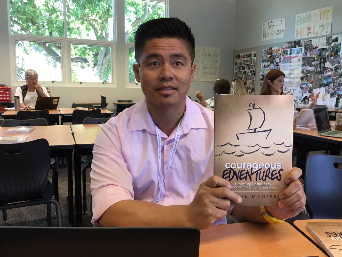 GuidingOutcomes's tweet photo. @EricKwongEDU is all set for the Courageous Edventures with @MsMagiera! #edtechteam #2017googlesummit @PixleyUSD https://t.co/0FBNWRAy0m