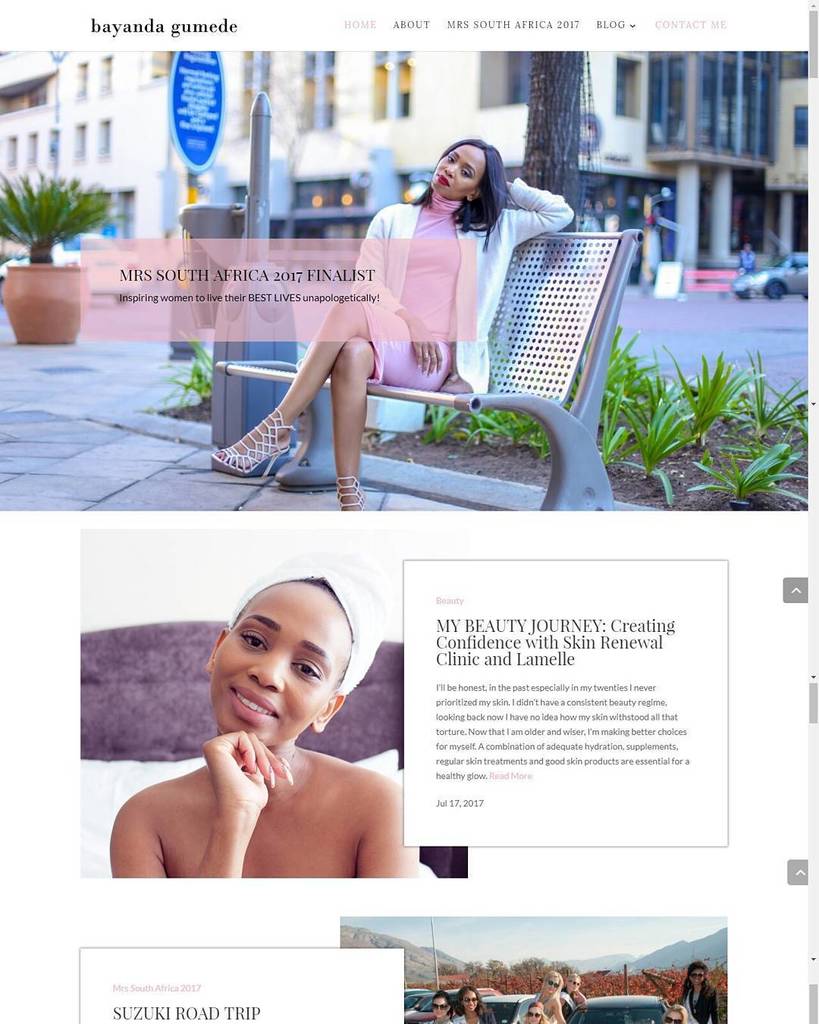 digitalNgage's tweet photo. @mrs_south_africa finalist @bayandagumede wanted a blog design that reflects femininity, sophistication, but also … https://t.co/SdBfksVzhu https://t.co/16JxnpOab8