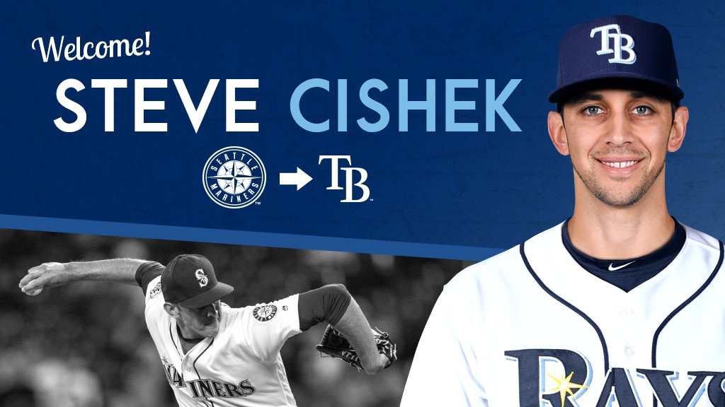 RaysBaseball's tweet photo. OFFICIAL: #Rays acquire RH reliever Steve Cishek from the Seattle Mariners in exchange for RH Erasmo Ramirez. https://t.co/N5MmMy22P4
