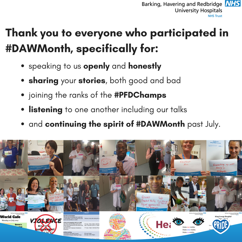 BHRUT_NHS's tweet photo. Thank you for everyone who participated in #DAWMonth this July! It is never too late to address or discuss #dignity at work. https://t.co/ahbDwIJ2CF