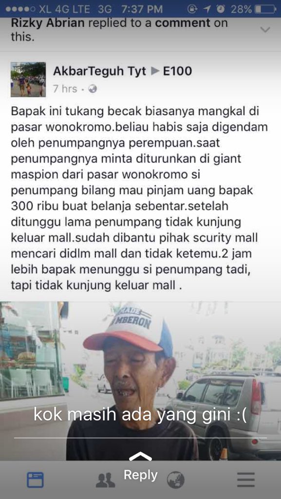 dewahoya's tweet photo. Gila banget sumpah, nipu kok tukang becak :( https://t.co/nkIi9RcBCx