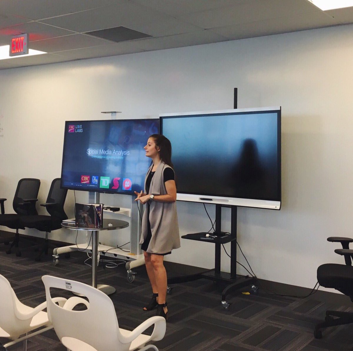 CIBCInnovation's tweet photo. Another successful #OpenHouseDemo discussing the culture of #innovation, social media benchmarks and exploring automated testing https://t.co/QFcE8fcaXJ