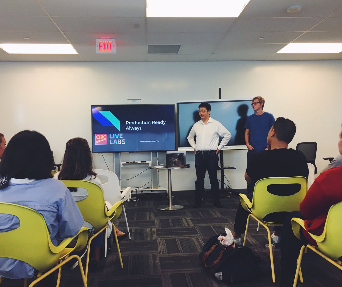 CIBCInnovation's tweet photo. Another successful #OpenHouseDemo discussing the culture of #innovation, social media benchmarks and exploring automated testing https://t.co/QFcE8fcaXJ