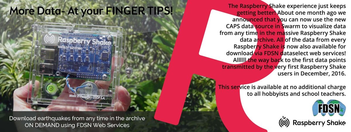 raspishake's tweet photo. Download historical data from #fdsn web service for any Raspberry Shake at any time! https://t.co/i0tFfdNPTq