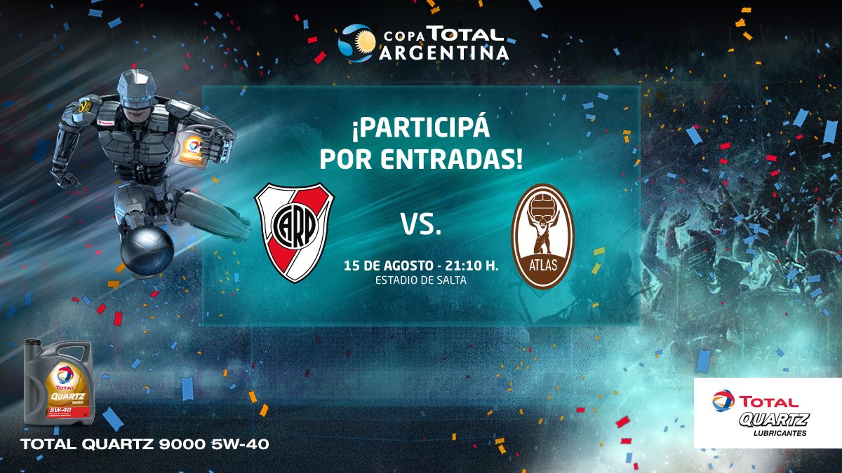 TotalEnergiesAR's tweet photo. Con TOTAL podés ir a ver a tu equipo. ¡Seguinos, RT y participás por entradas para #RiverVsAtlas por la #CopaTOTALArgentina ⚽️🇦🇷! https://t.co/RiKZ7eQ9ua