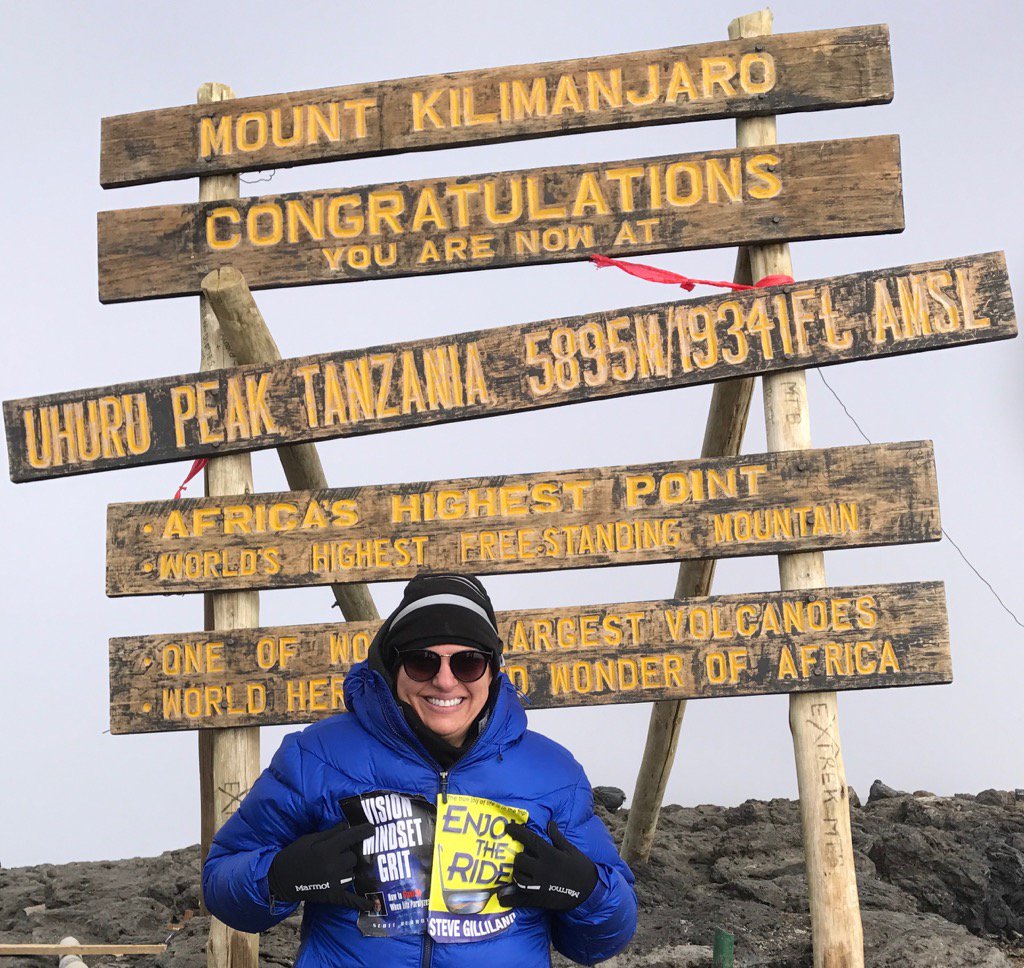 SueMErickson's tweet photo. #EnjoyTheRide of #Life with A #Kilimanjaro #Summit by #Vision #Mindset #GRIT! #ThankYou @SteveGSpeaks &amp; @ScottVMG! https://t.co/nKctYNro1c