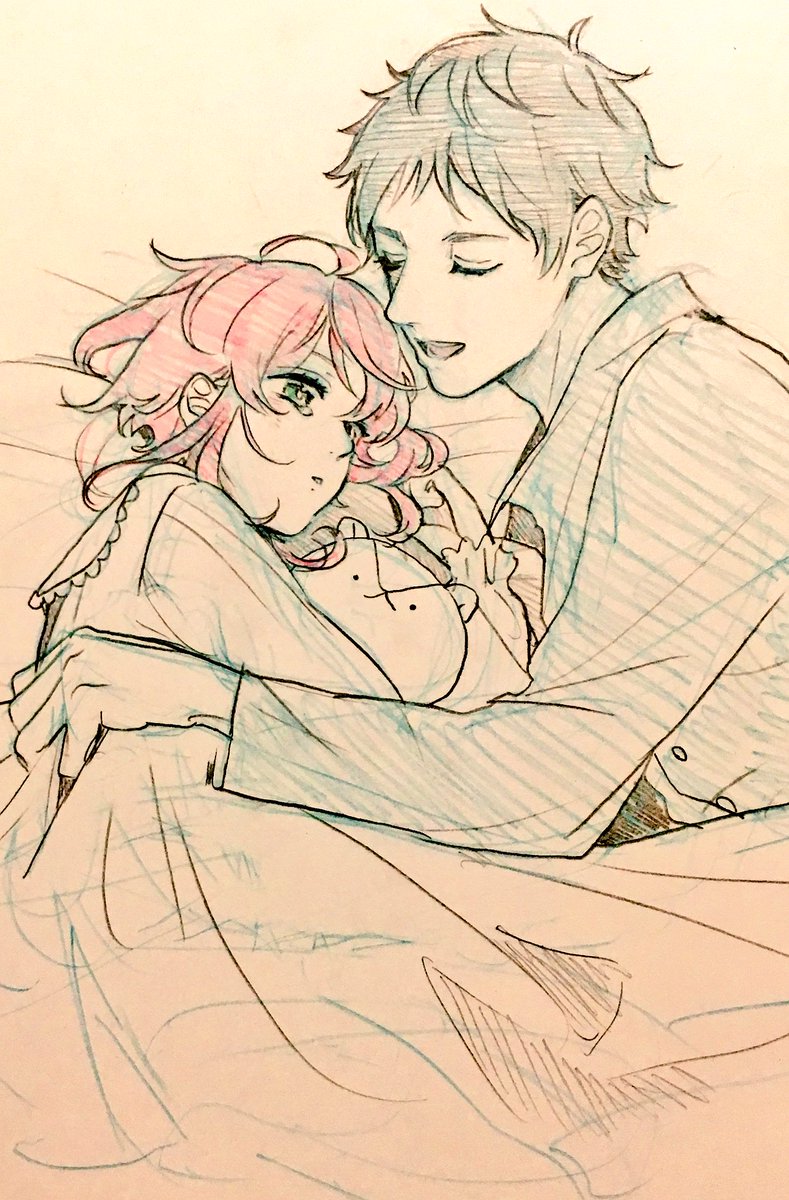 hitomyann7's tweet photo. お題:添い寝する弓桃 https://t.co/3UIjr47Fcs